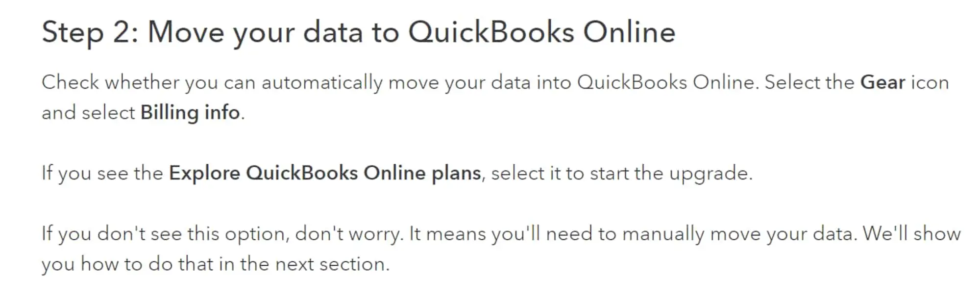 Screenshot of help article for upgrading from QuickBooks Self-Employed to QuickBooks Online.